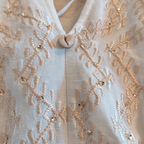 NEW! Calypso St. Barth Penelope Linen Embroidered Maxi Dress White Palm S $425 - Picture 12 of 16